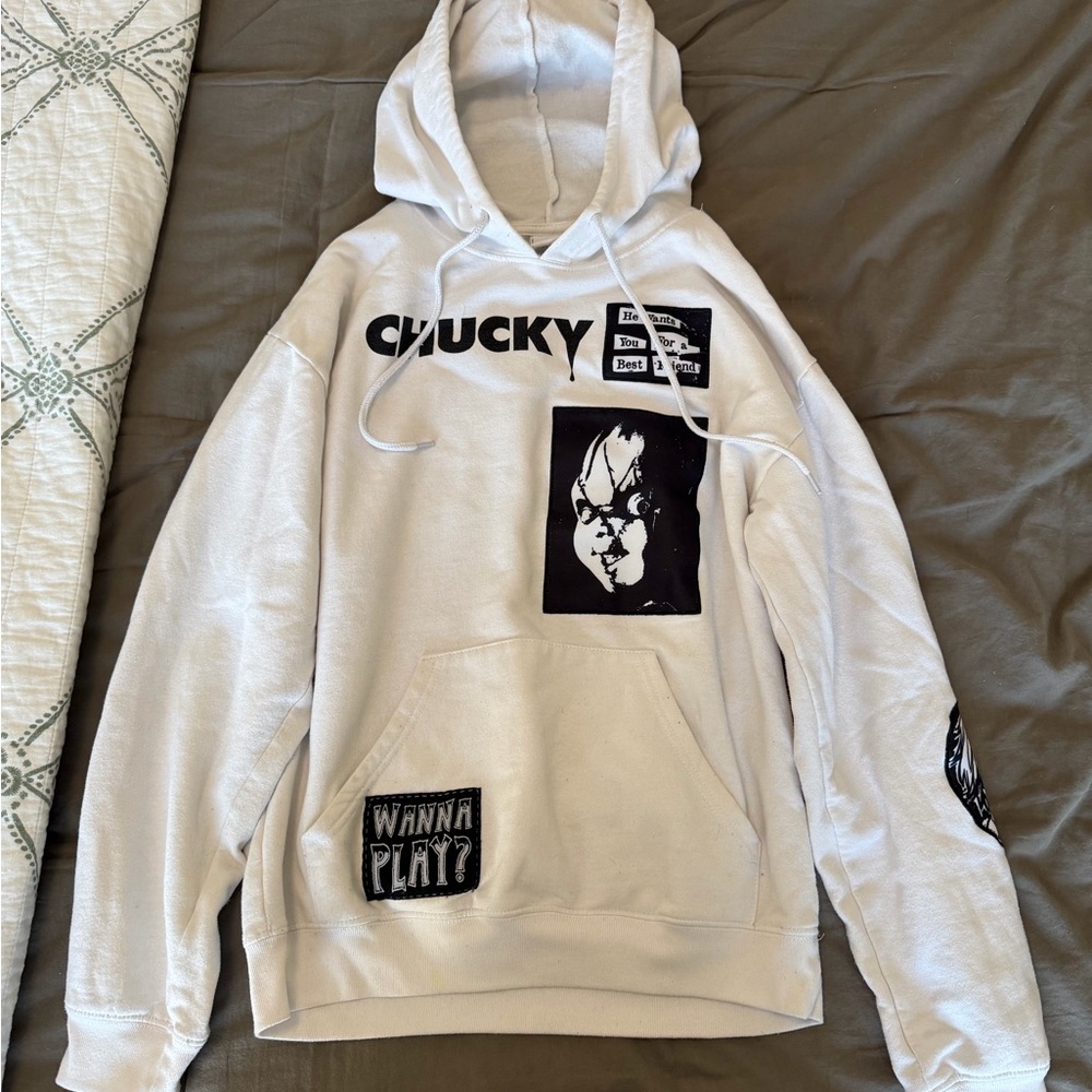 White horror Chucky Graphic Hoodie